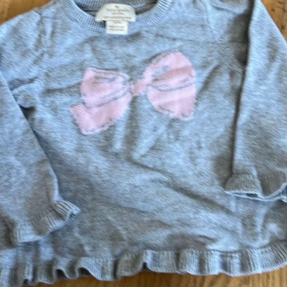 Girls Size 9 Months "KATE SPADE" Kids Shirt with Pink Bow Sweat Shirt Style GUC